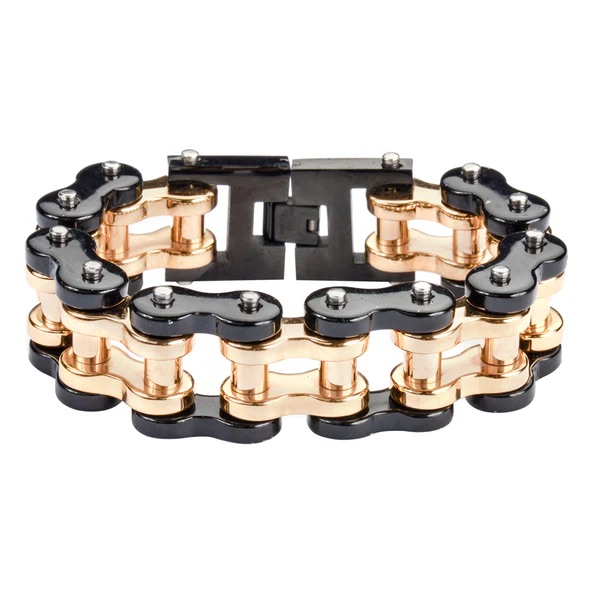 Gold & Black Biker Chain Bracelet