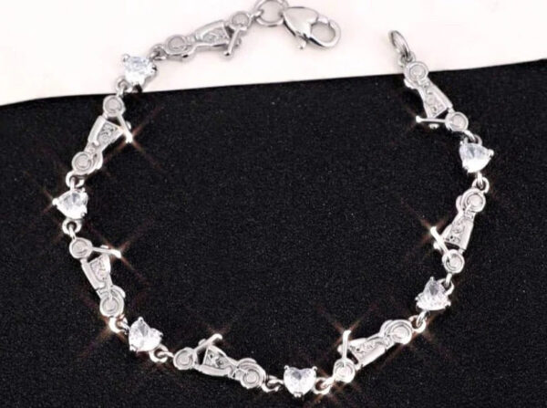 Stainless Steel Crystal Heart Motorcycle Bracelet