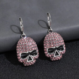 Stainless Steel Pink Crystal Skull earrings