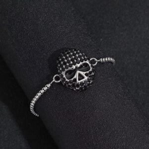 Stainless Steel Black Crystal Skull Toggle Bracelet
