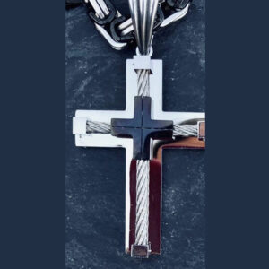 Stainless Steel Black Silver Cable Cross