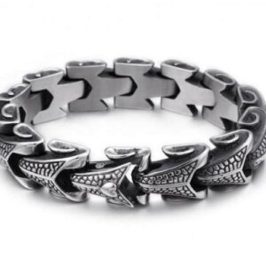 Stainless Steel Distressed Gun Metal Dragon Bracelet