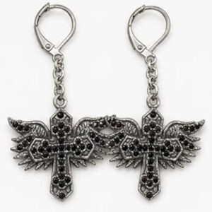 Angel Wings Earrings - Black